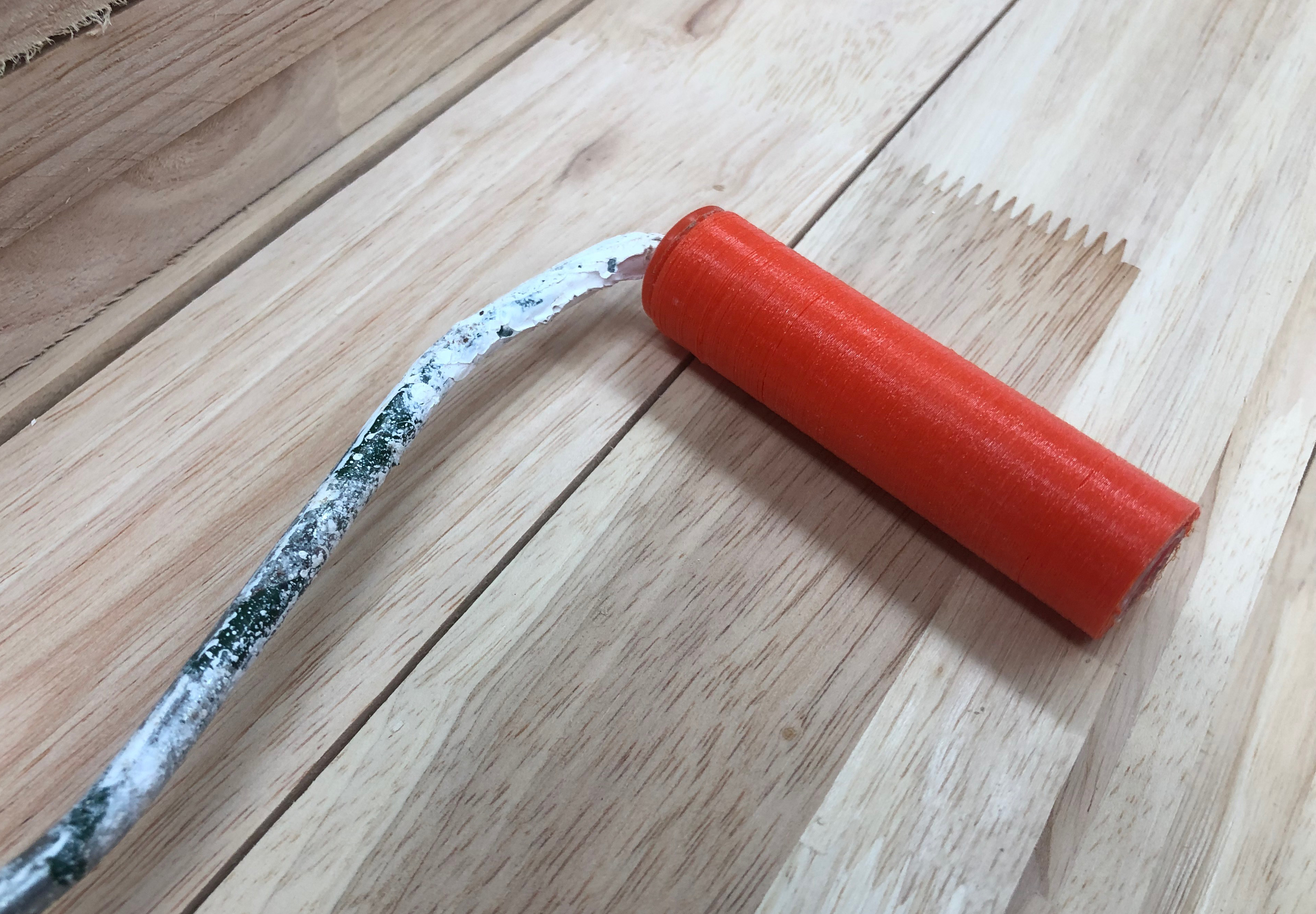 Rubber roller with an old paint roller as host for applying wood glue (or so)