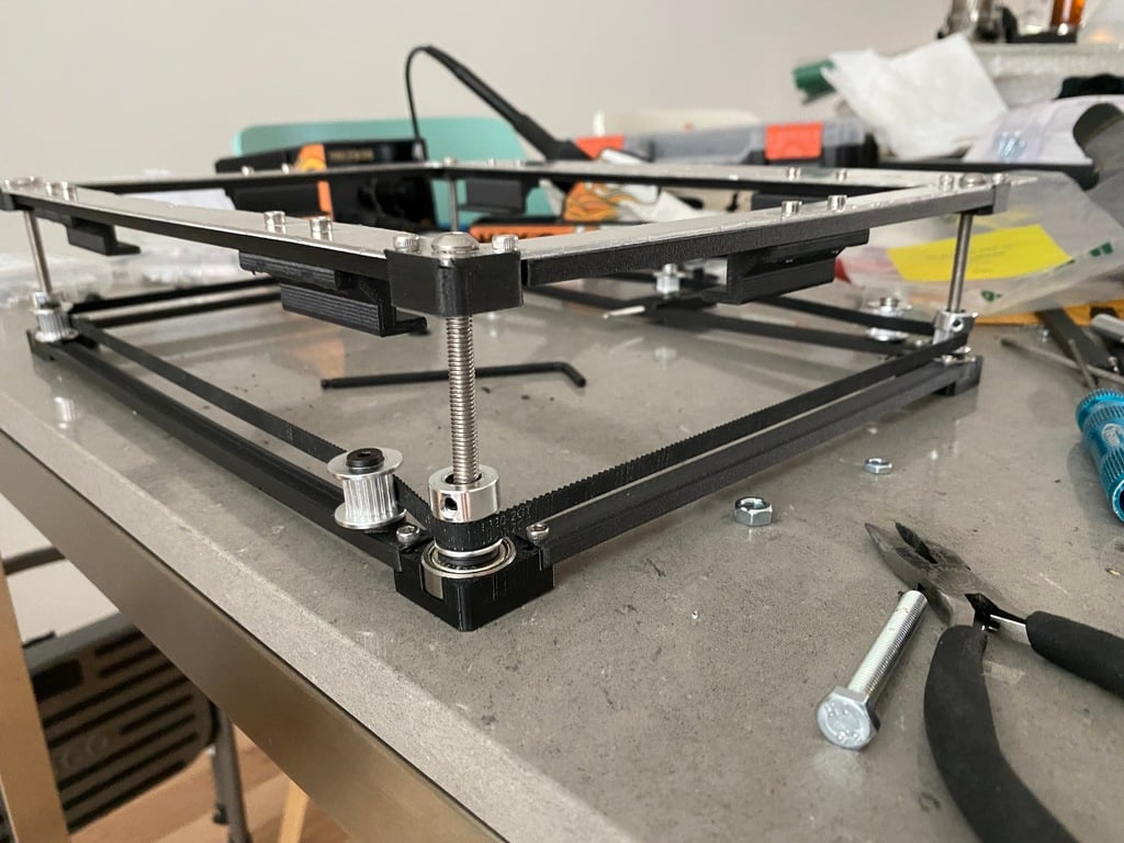 K40 3D Printed Linked Screw Adjustable Z Table for Laser Cutter