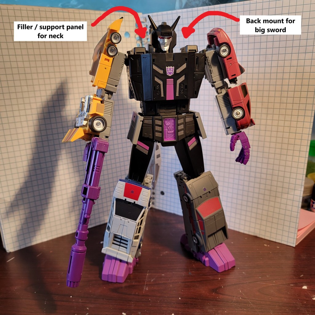 Transformers Magic Suare Menasor Back sword mount and support