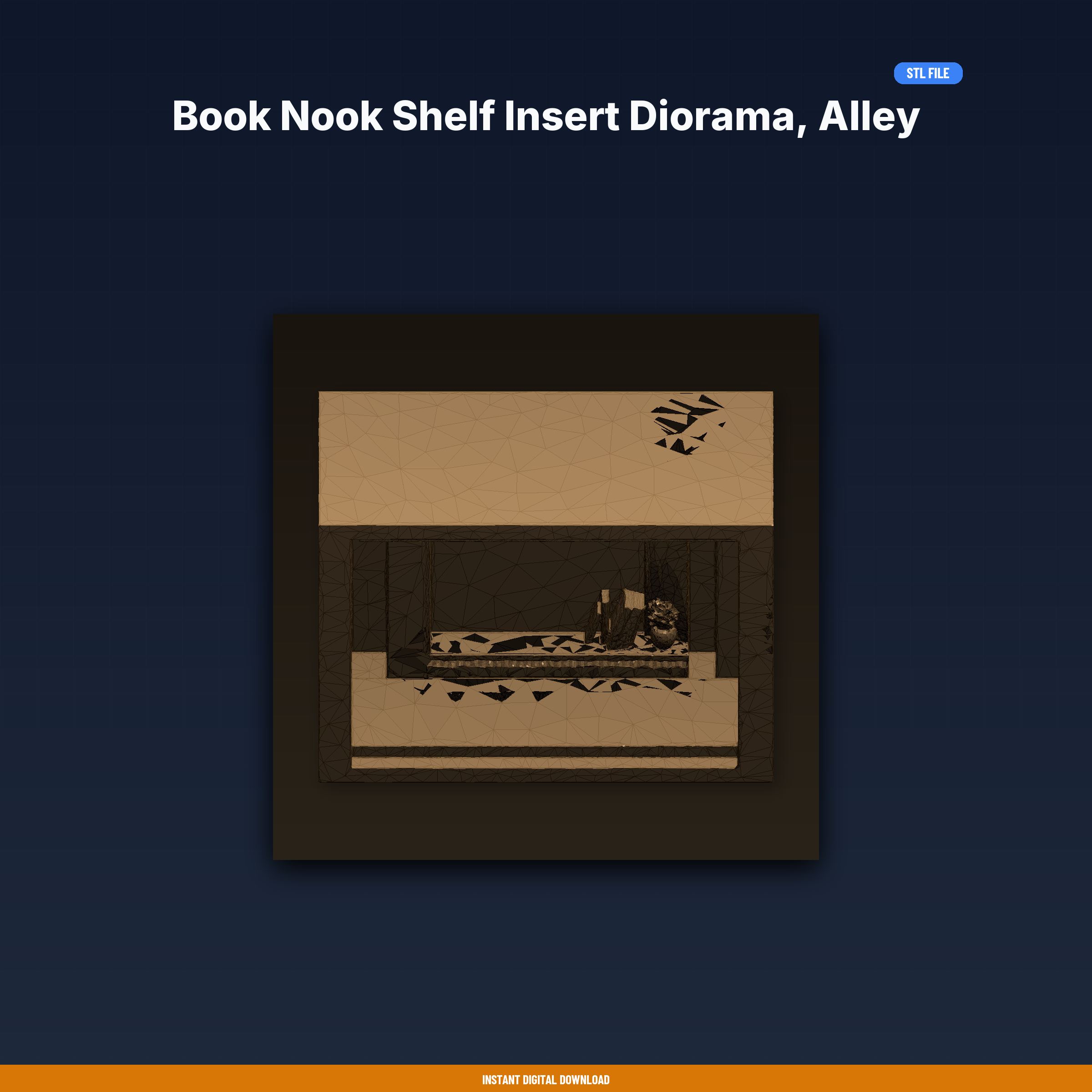 Book Nook Shelf Insert Diorama, Alley Street Scene, Led Light Slot, Bookshelf Decor - STL File for 3D Printing