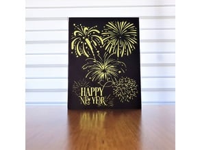 New Year Fireworks Silhouette Art