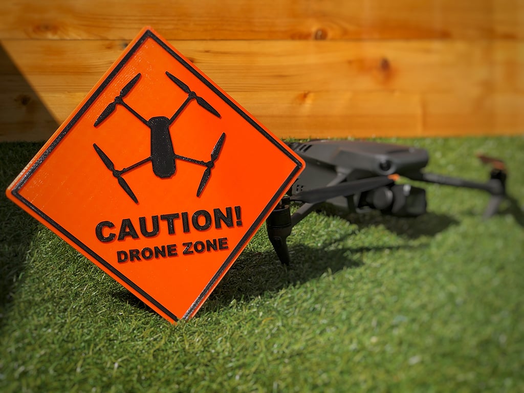 Sign Caution! Drone Zone | DJI Mavic Drone Pilot