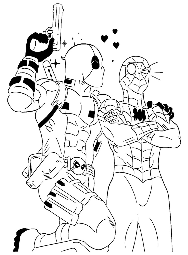 Deadpool and Spiderman stencil