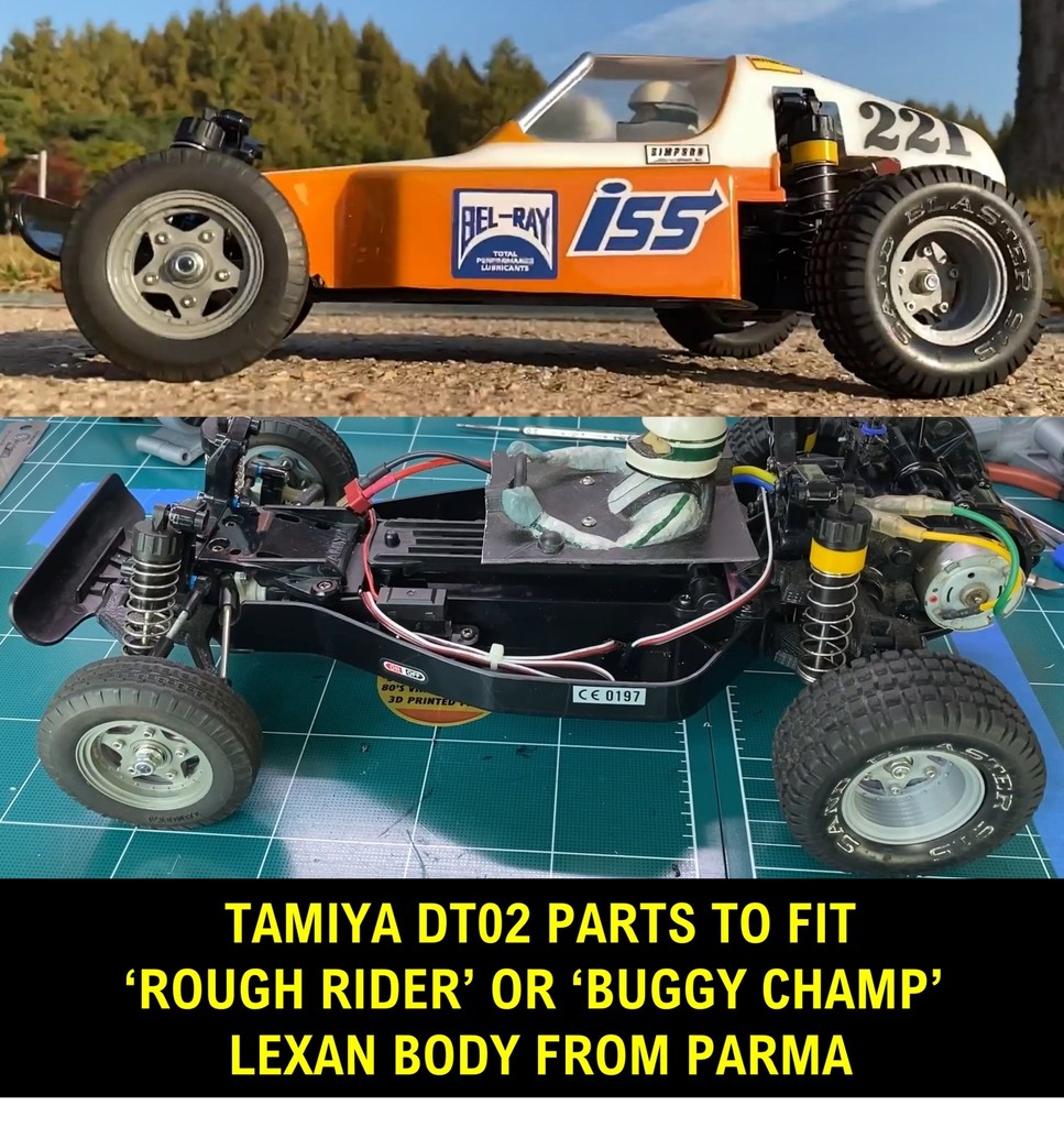 Bodypost and Rear Wheel to fit Rough Rider body to Tamiya DT-02 Chassis