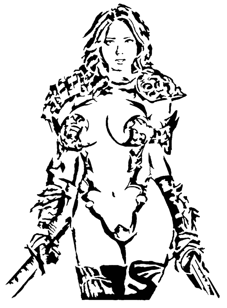 Female Warrior stencil