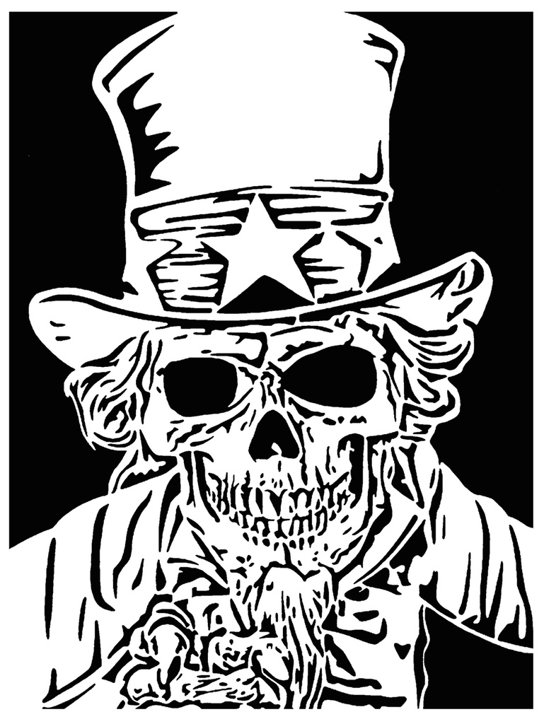Uncle Sam Skull stencil