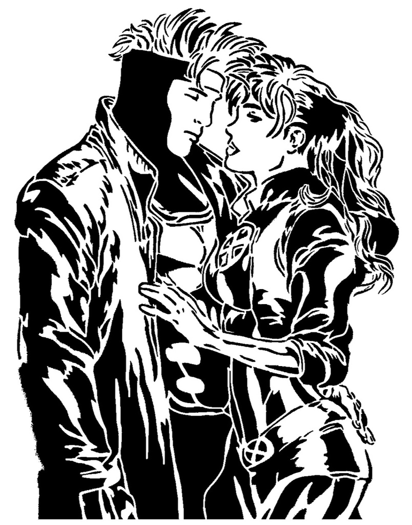 Rogue & Gambit stencil