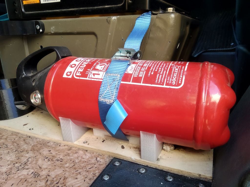 Bracket for small fire extinguisher in camper van