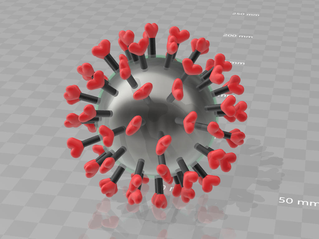 corona virus for 3d print - going viral with hearts 