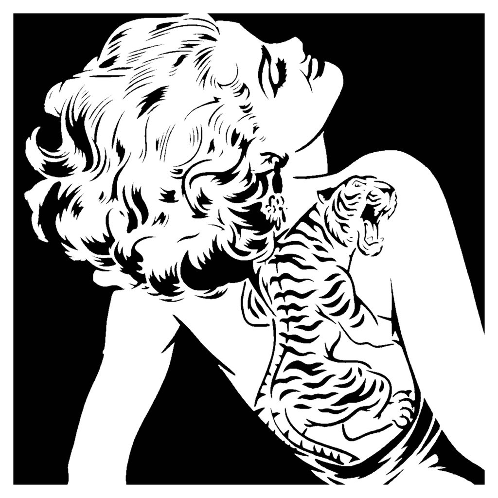 Tiger Tatoo girl stencil 1