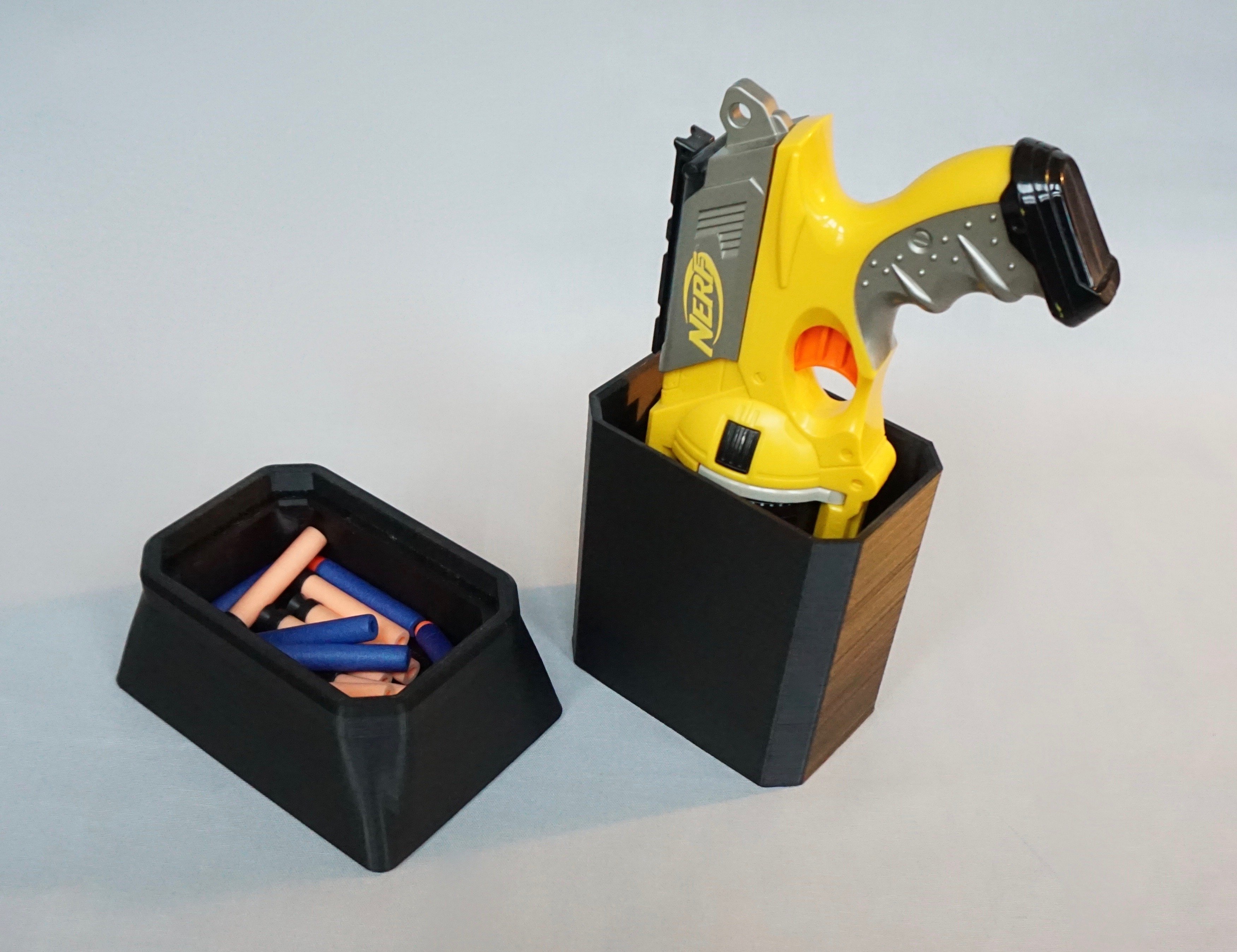 Holster stand with ammo box for Nerf N-Strike Maverick revolver