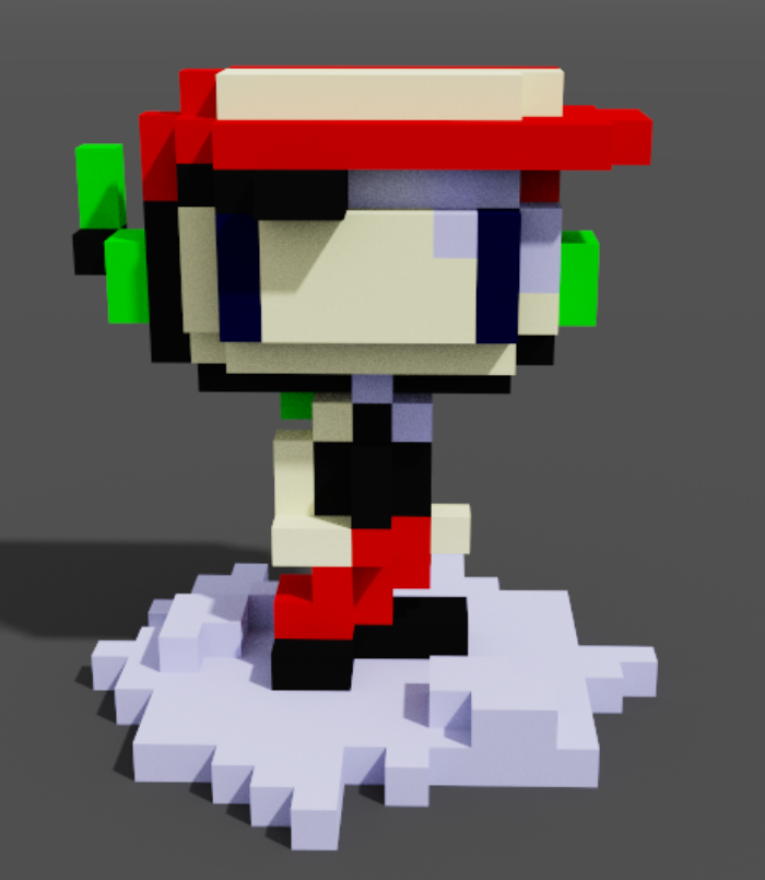 Quote voxel sprite from Cave Story