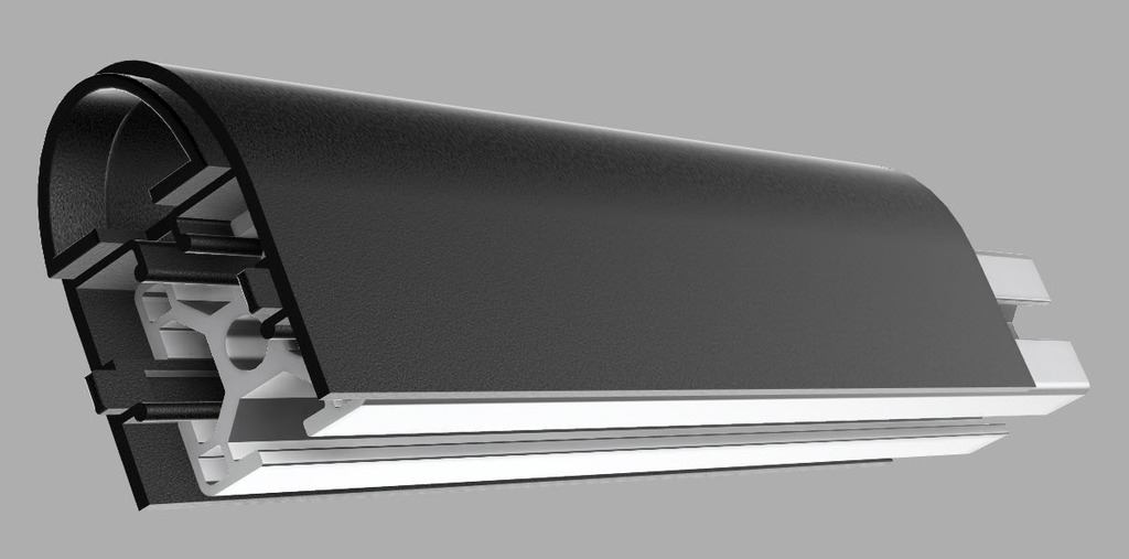 Solar Panel Airfoil profile (front) for 3030 extrusion for roof mount on a van or camper