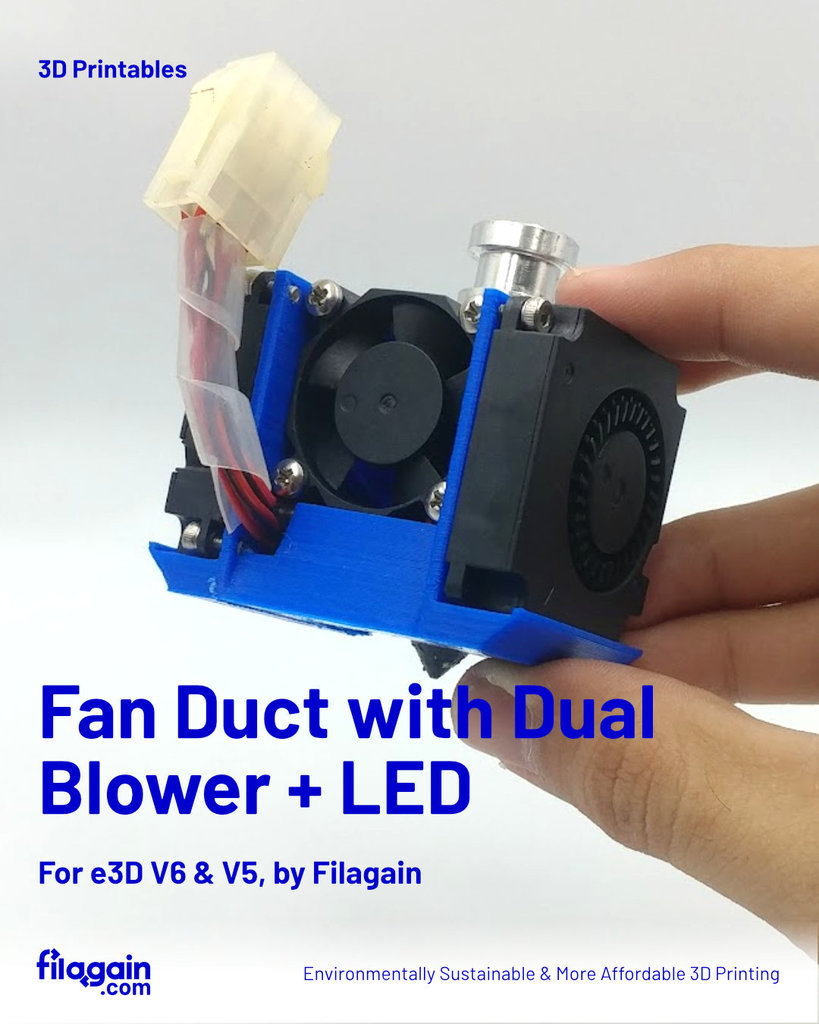 E3D V5 V6 FAN DUCT WITH BLOWER AND LED LIGHT