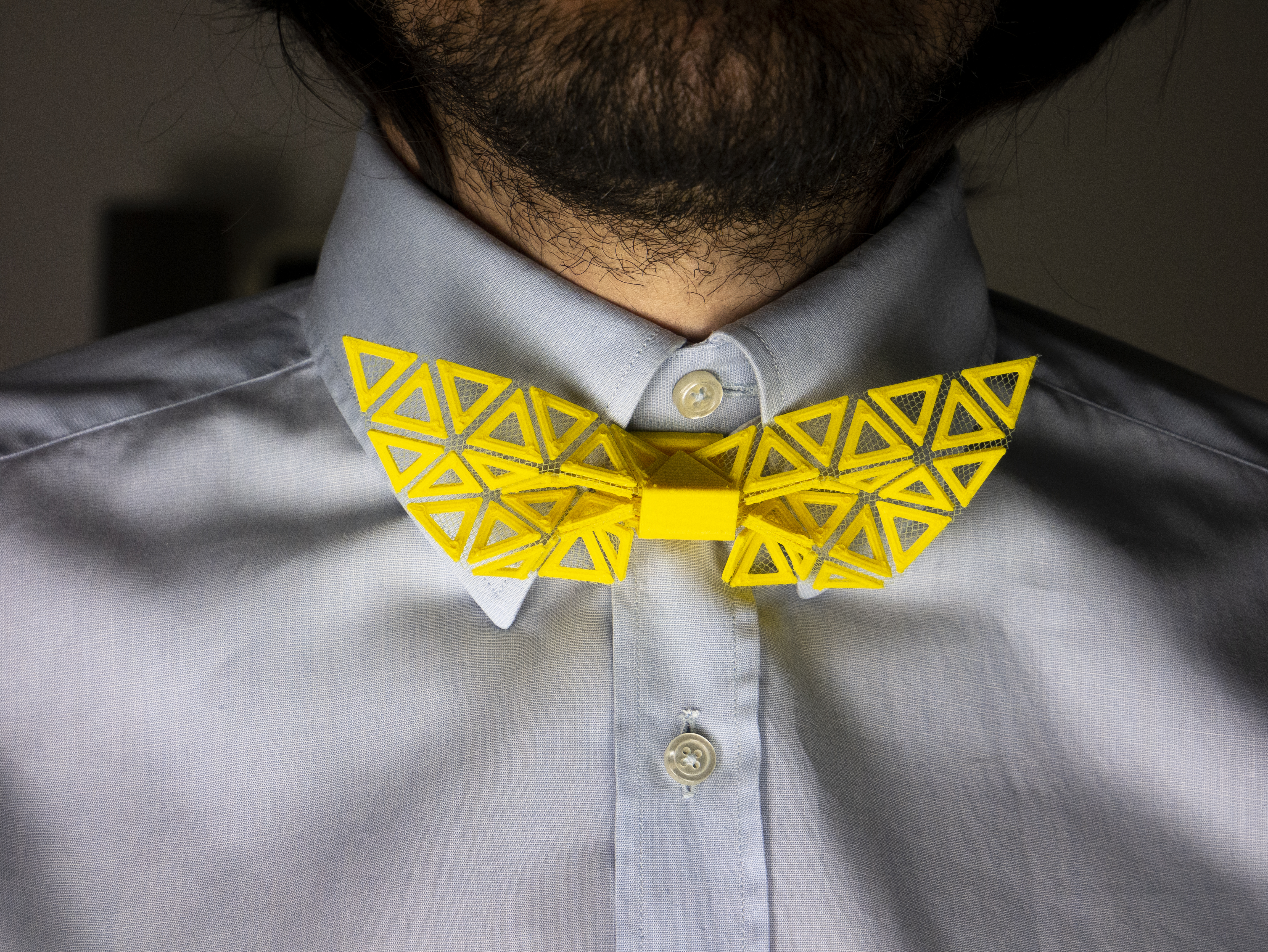 Bowrigami - origami bow-tie 3Dprinted on fabric