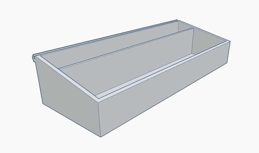 V slot long side tray for 3D printer with angled top