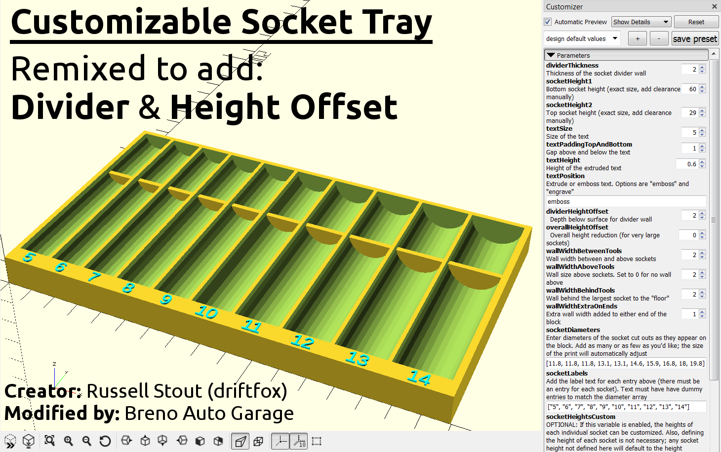 Customizable Socket Tray + Divider & Height Offset