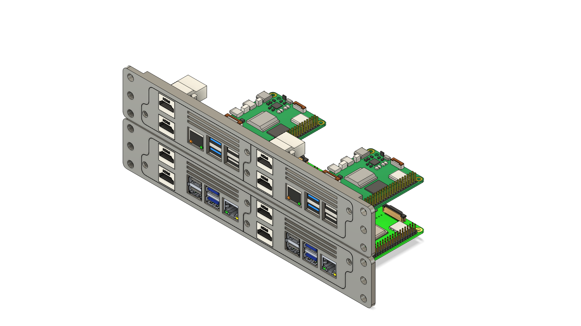 10' Server Rack Panel - 1U - 2P - RPI 3/4/5 - 2 x Keystone