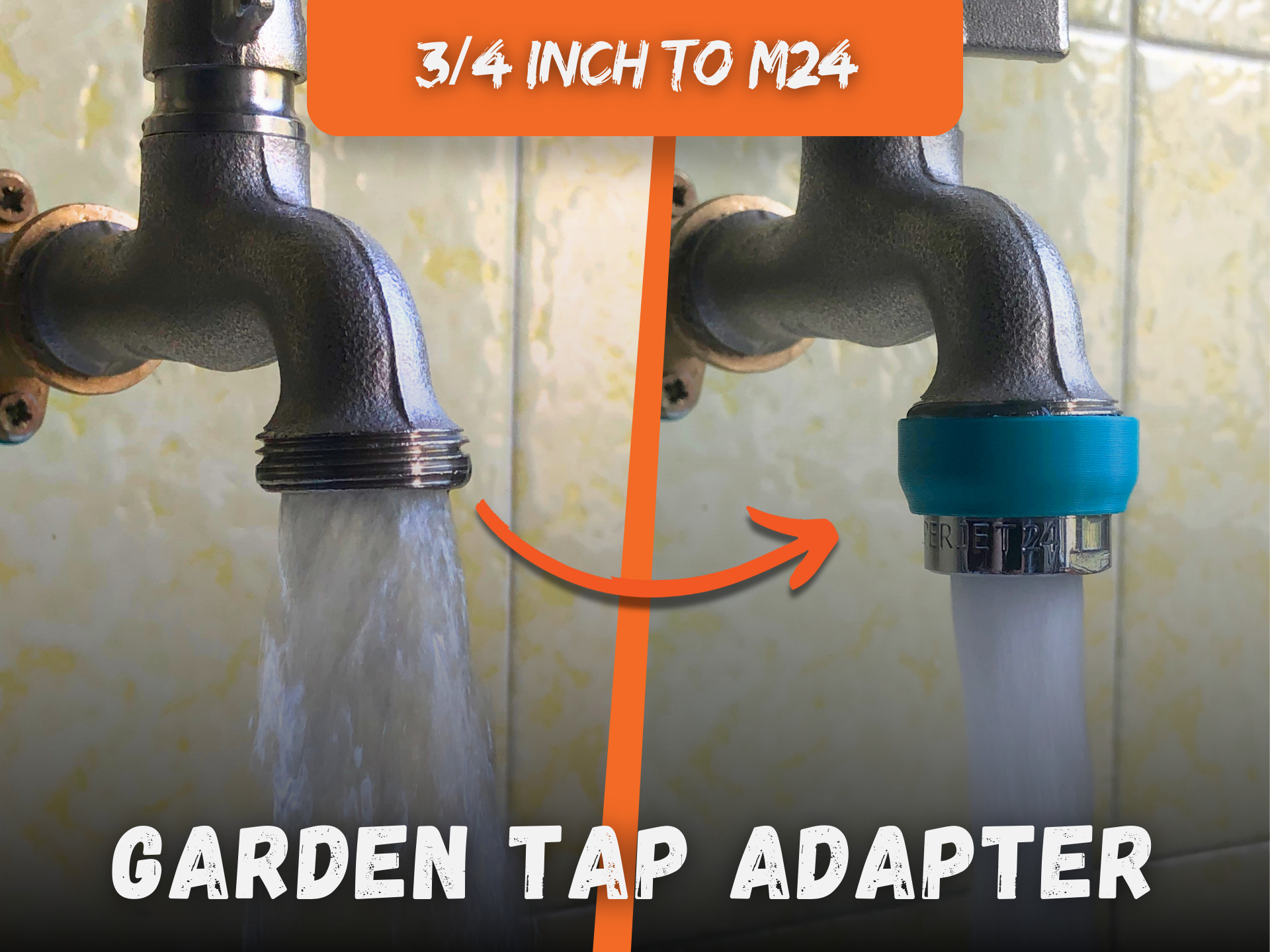 Garden Tap Adapter: 3/4 Inch to M24 for Water Diffusers and Filters