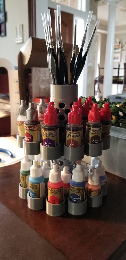 Hobby Paint Rack w Brush Holder v3 (Stackable)