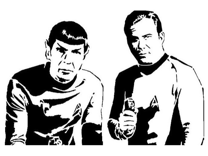Spock and Kirk stencil