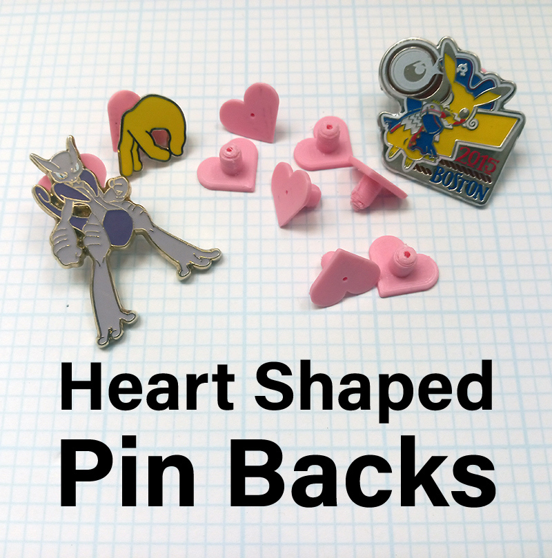 Heart Shaped Press Fit Pin Backs