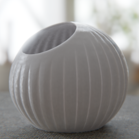 Vertically striped spherical planter