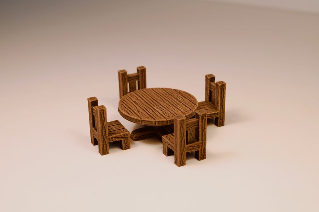 wooden table with chairs