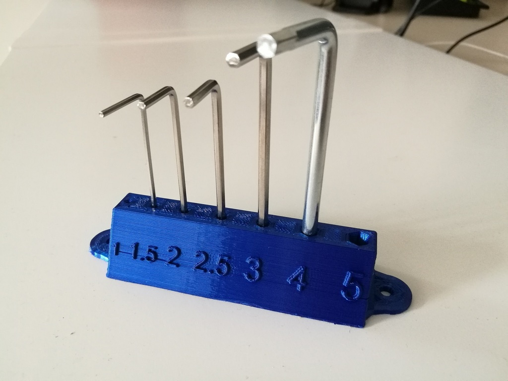 Hex key stand with mounting holes