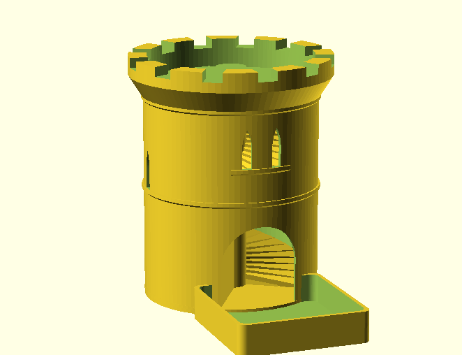 Round Dice Tower with Spiral Stairs