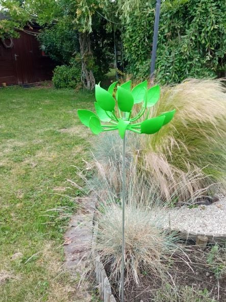 Kinetic wind sculpture lotus flower leaves