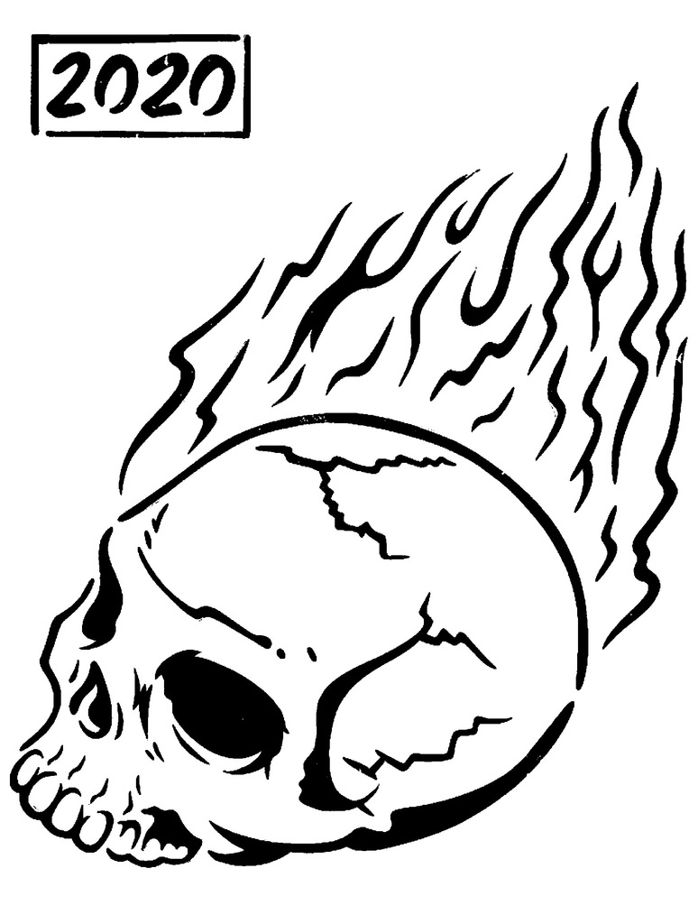 Flame skull stencil