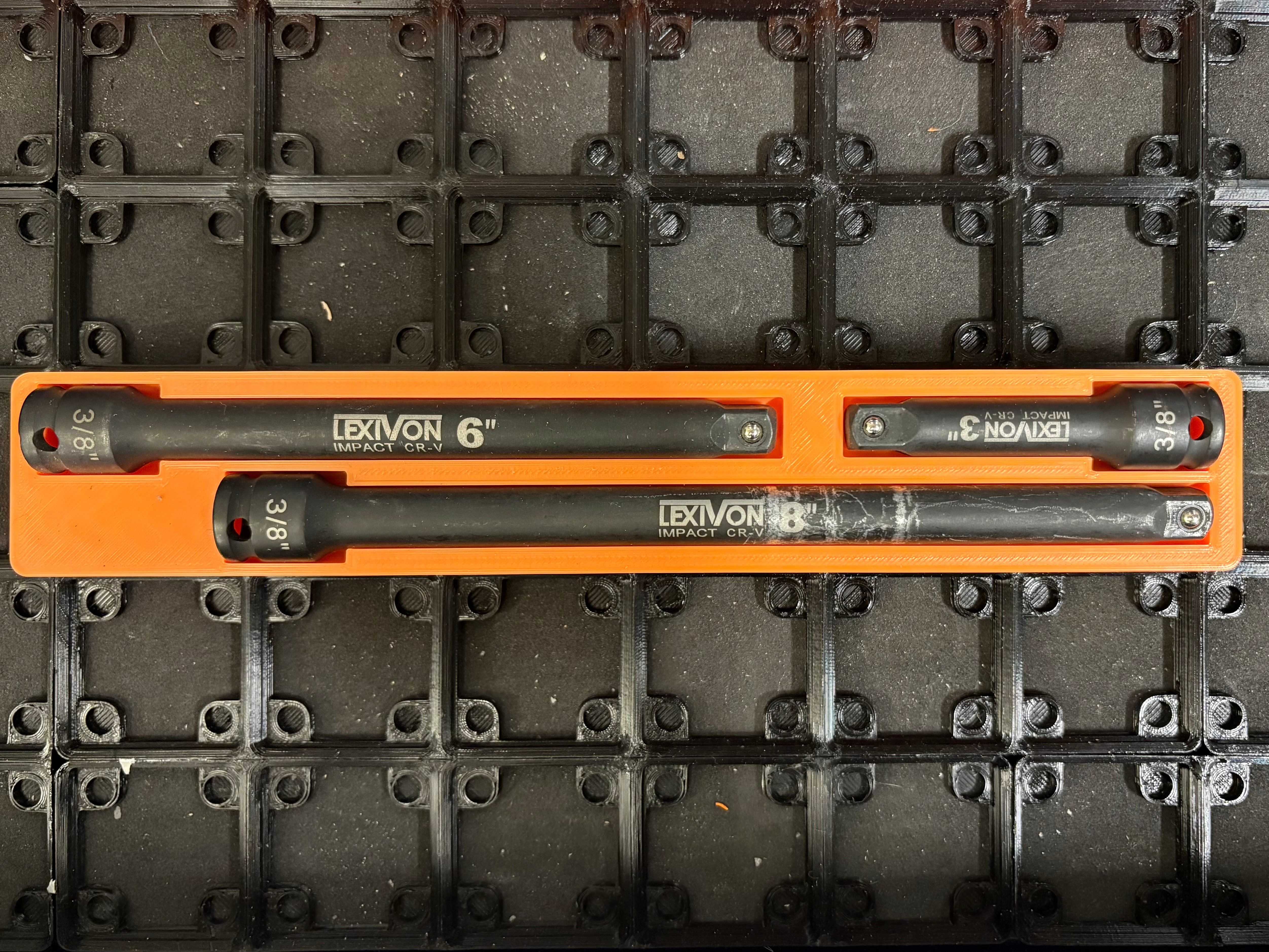Gridfinity Bin for Lexivon Impact Driver Extension Bar Set, 3/8 Inch Drive, 3, 6 and 8 Inches Long