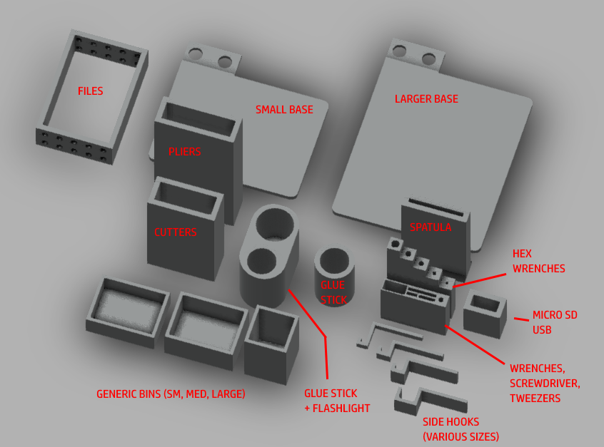 Tool Bin (Completely Customizable) For Creality CR-10, CR-10S