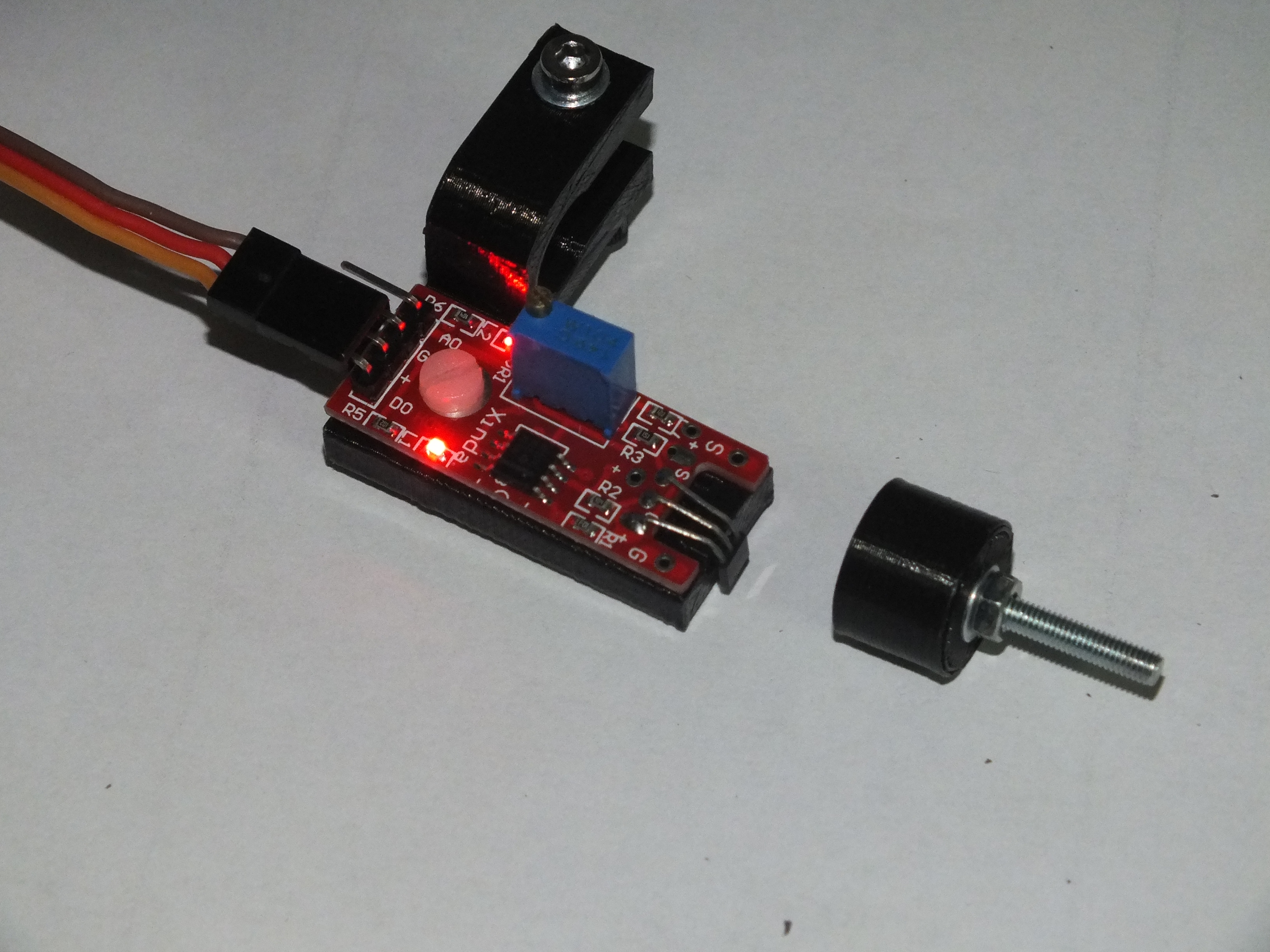 Z-axis hall-effect endstop mount for 10mm rod on CL-260 3D printer