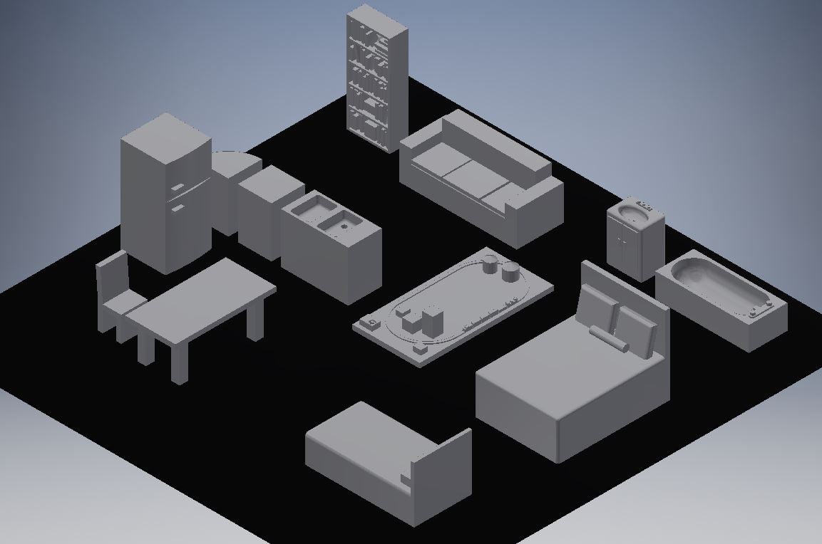 HO Scale Interior Furniture - Set 1