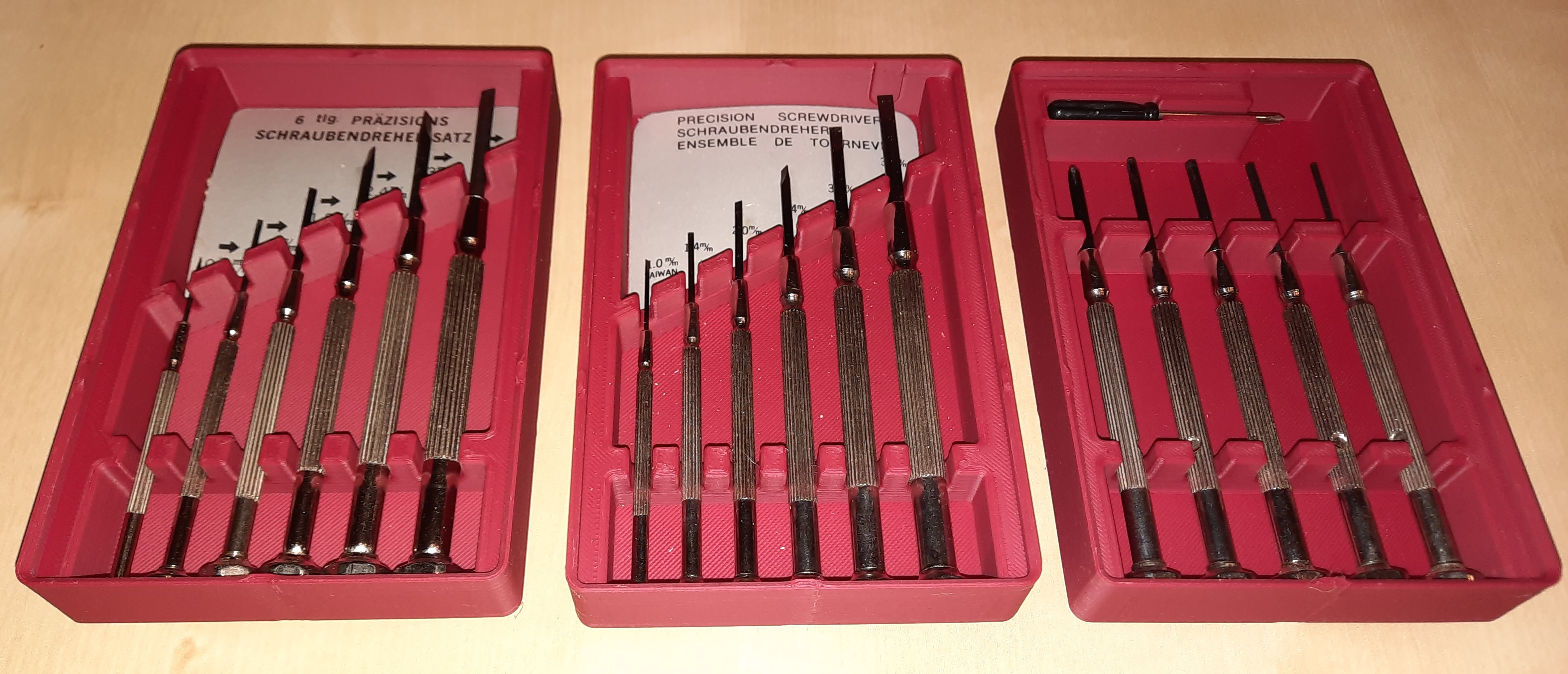 Gridfinity bins for precision screwdrivers
