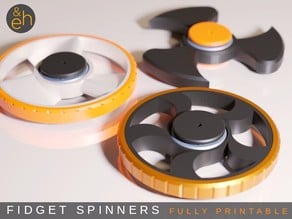 Fidget Spinners - 3 Designs, Fully Printable, Print-in-Place