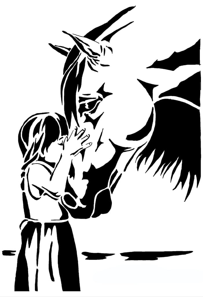 Horse and Girl stencil