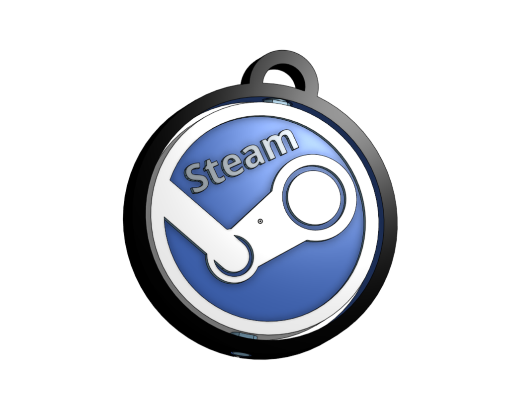 Steam™ logo inspired keychain - rotating round - Print in place
