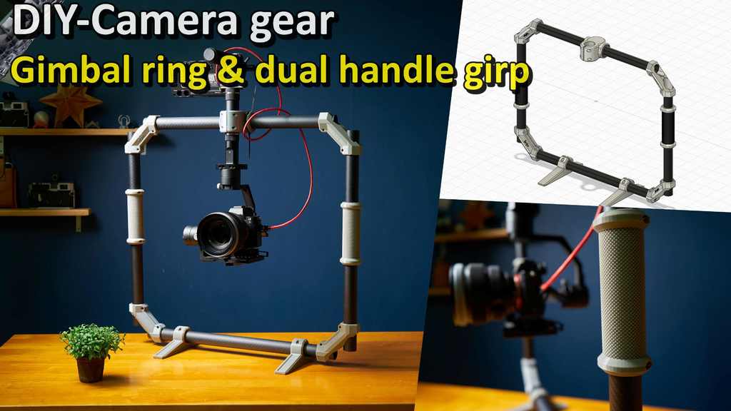 Gimbal ring & Dual-handle grip, Square ring - useful for a variety of grip styles