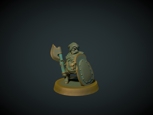 Image of Dwarf axeman 28mm (no supports needed)