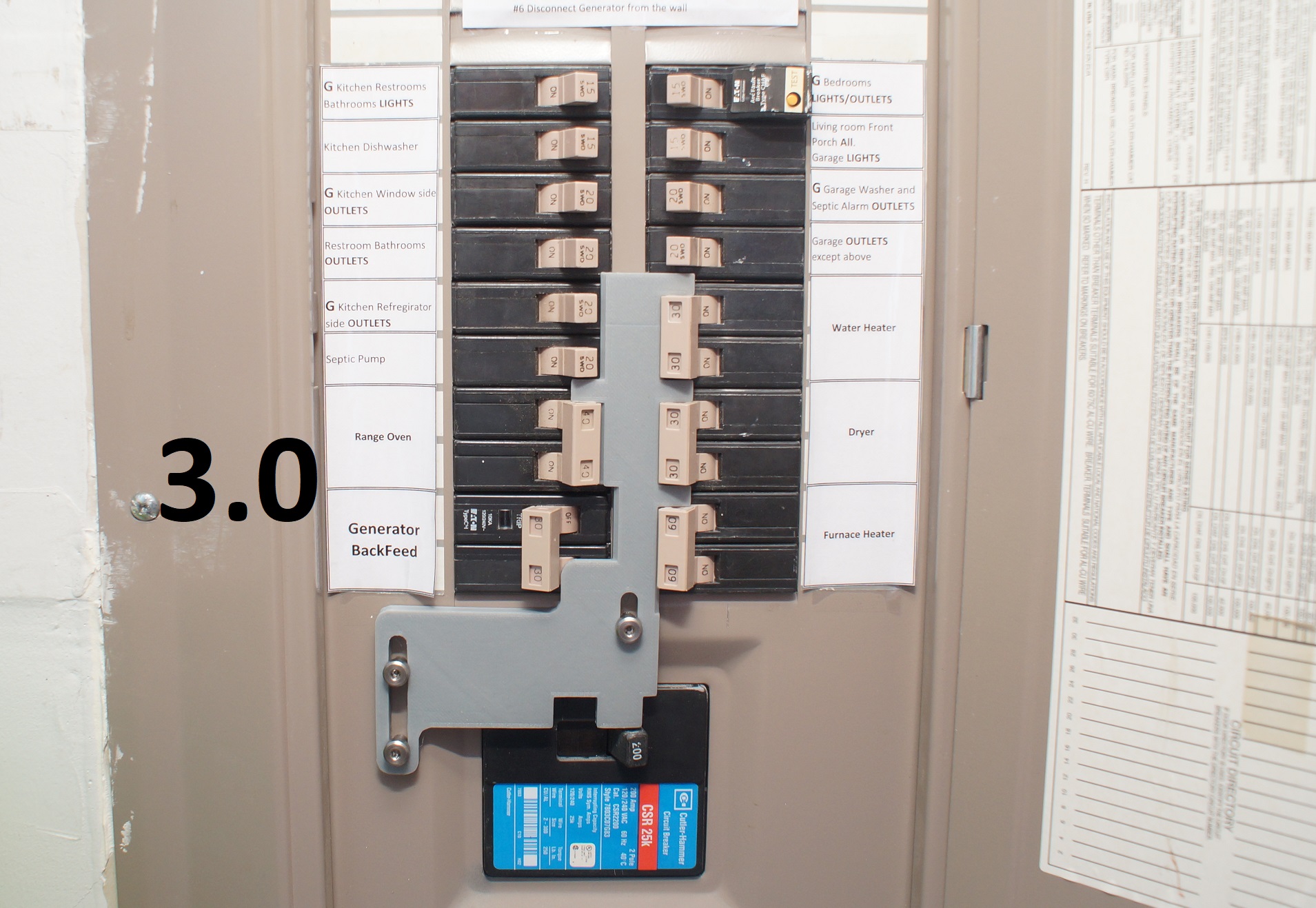 Cutler Hammer Breaker panel interlocking plate for generators