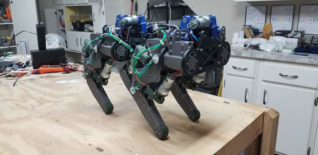 RoboDog Quadruped w/ 3D Printed Ball Screw Actuators