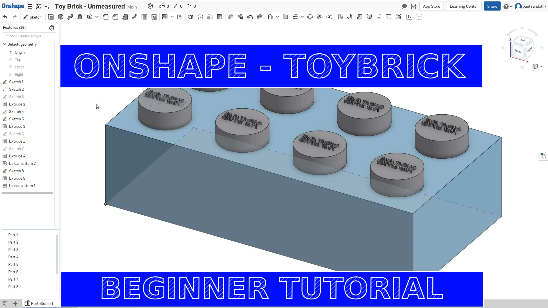 OnShape Beginner Tutorial - Brick with Text