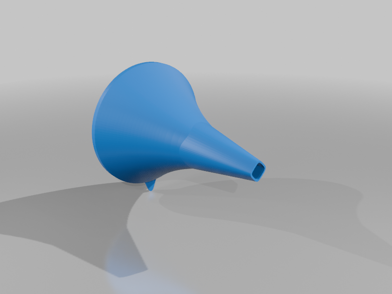 Cute Funnel. Narrow end has rectangular shape to let the air out. Designed for vase mode. 8mm x 70mm openings