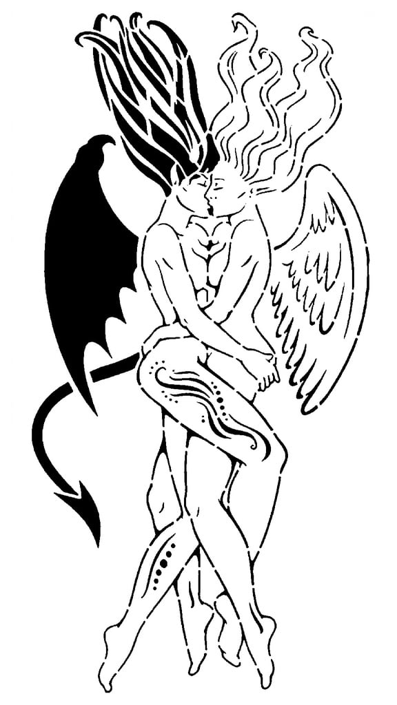 Angel and Devil stencil