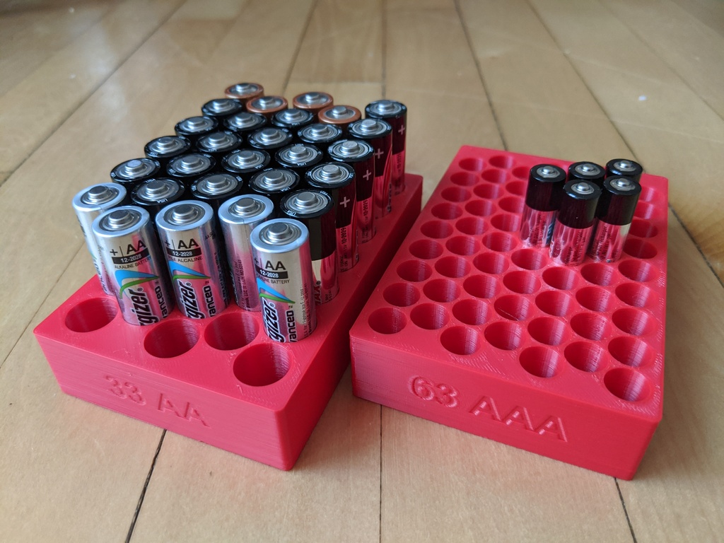 3D Printed AA and AAA Battery Trays