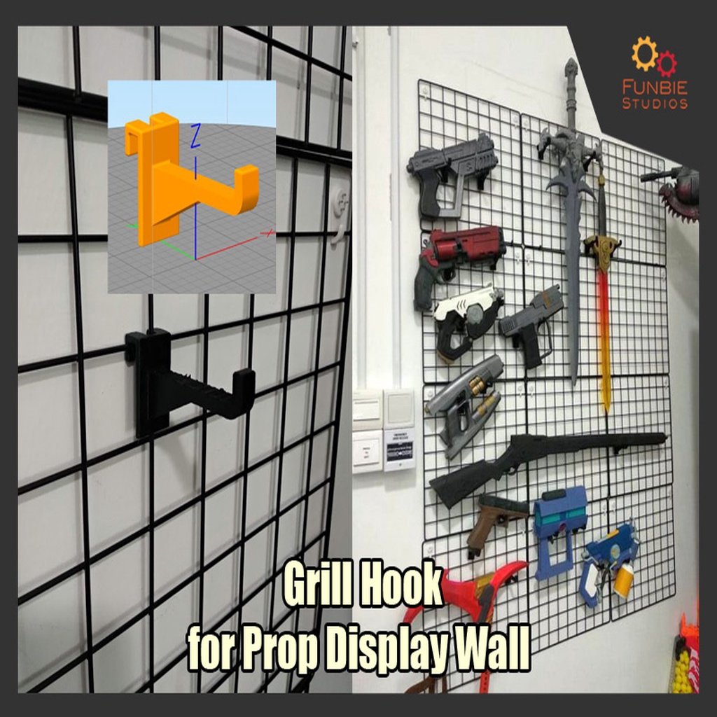 Grill Hook for Cosplay Prop Display Wall