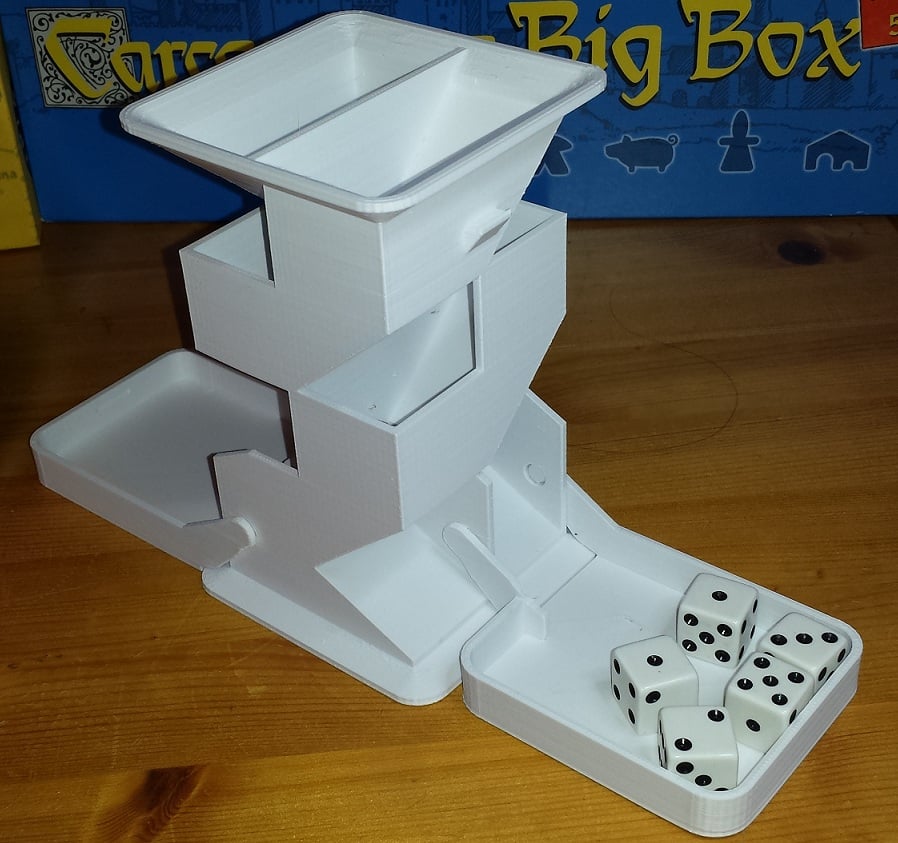 Remixed Angular Dice Tower, with trays